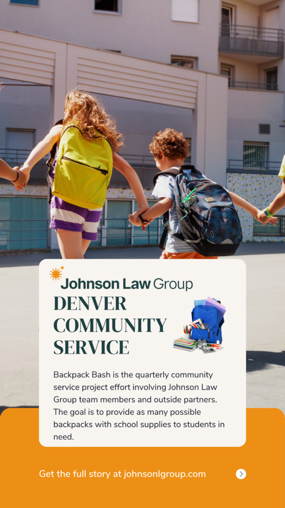 Johnson Law Group Gives Back in Community Service Project Backpack Bash