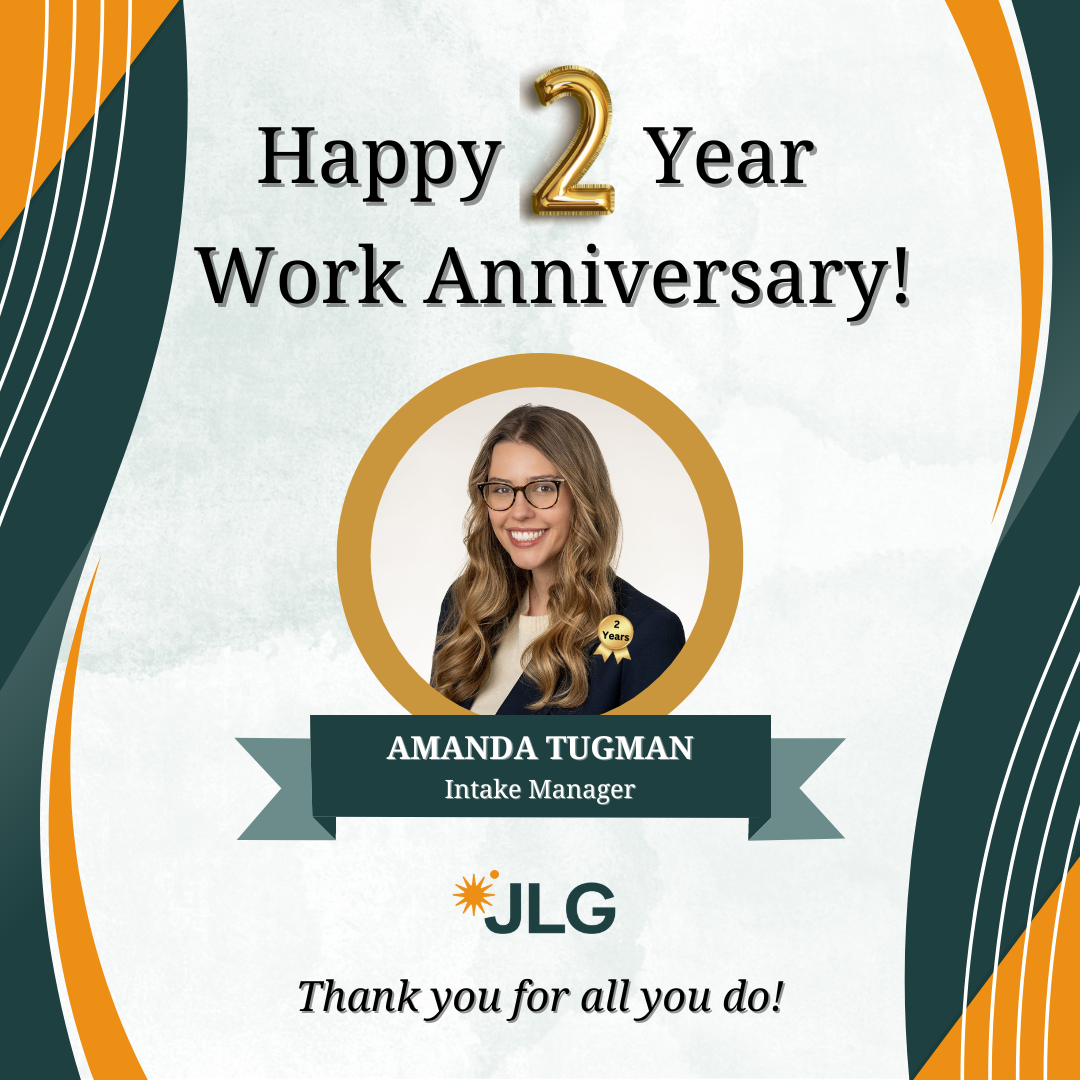 This image is highlighting Intake Specialist Amanda Tugman from Johnson Law Group.