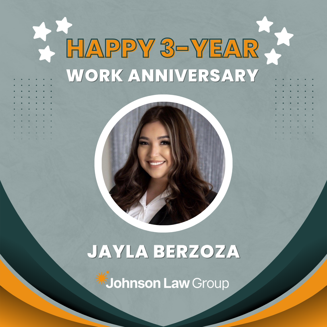 This image is highlighting Paralegal Jayla Berzoza from Johnson Law Group.